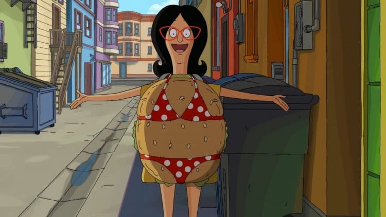 Linda Belcher seksi bir burger gibi giyinmiş