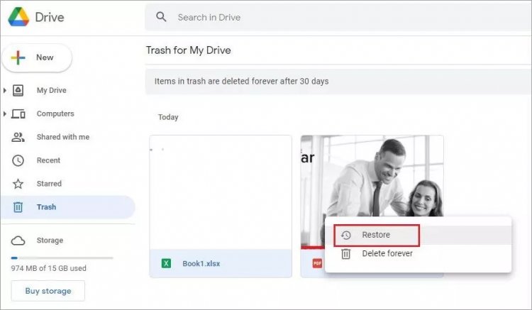 Dosyaları Google Drive Çöp Kutusundan Kurtarın,google drive arama