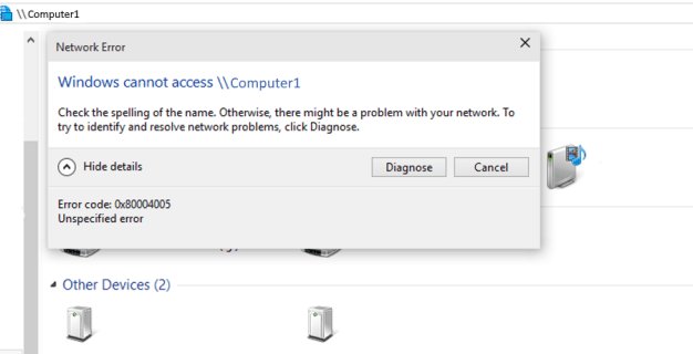 'Windows bilgisayara erişemiyor' Hata Kodu 0x80004005 nasıl düzeltilir